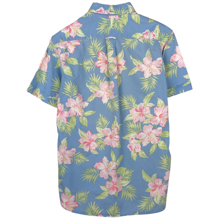 Ralph Lauren Hibiscus Pattern Half-Button Button-Down Hawaiian Aloha Shirt, Men's Size S (approx.) cotton Blue type light blue Vintage Second Hand