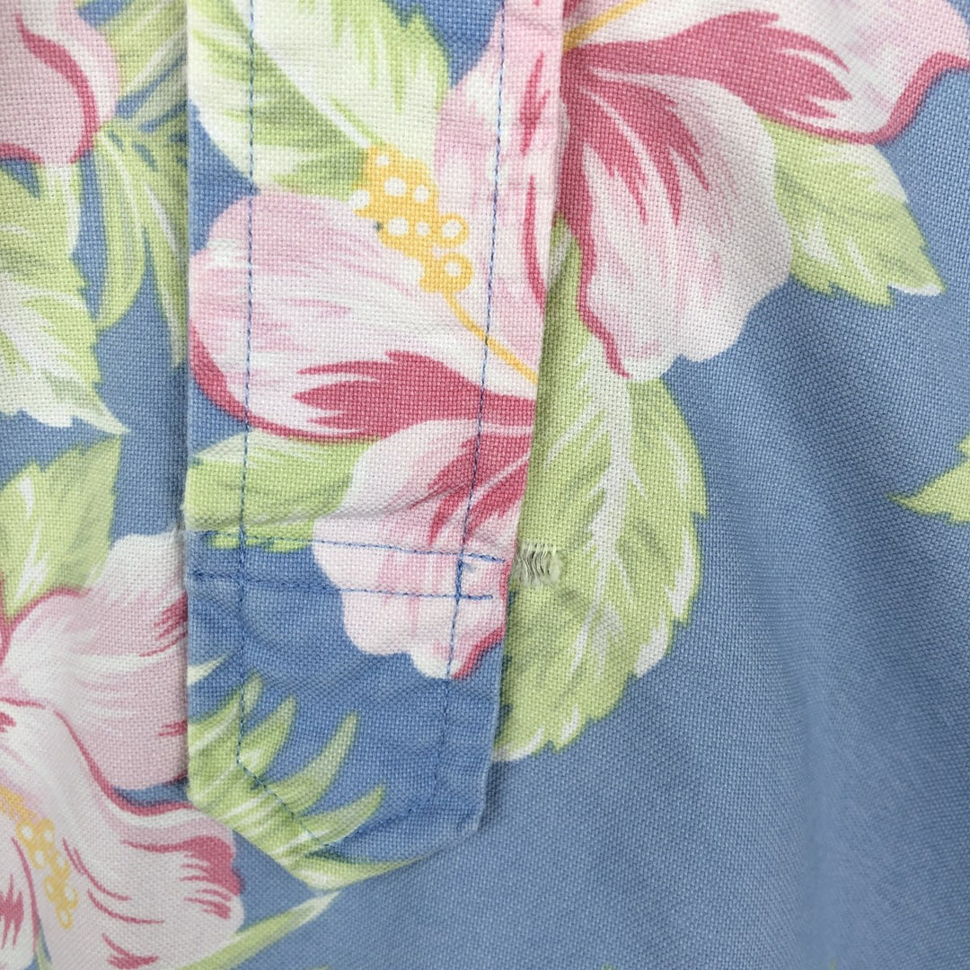 Ralph Lauren Hibiscus Pattern Half-Button Button-Down Hawaiian Aloha Shirt, Men's Size S (approx.) cotton Blue type light blue Vintage Second Hand