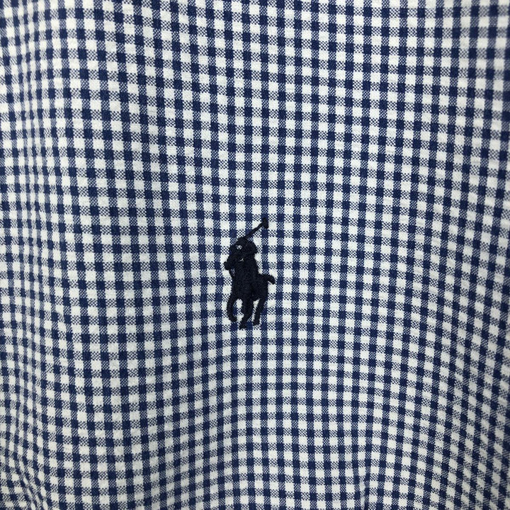 Ralph Lauren BLAKE Gingham Check Seersucker Short-Sleeve Button-Down Check Shirt (Men's Size M) cotton white type Vintage Second Hand