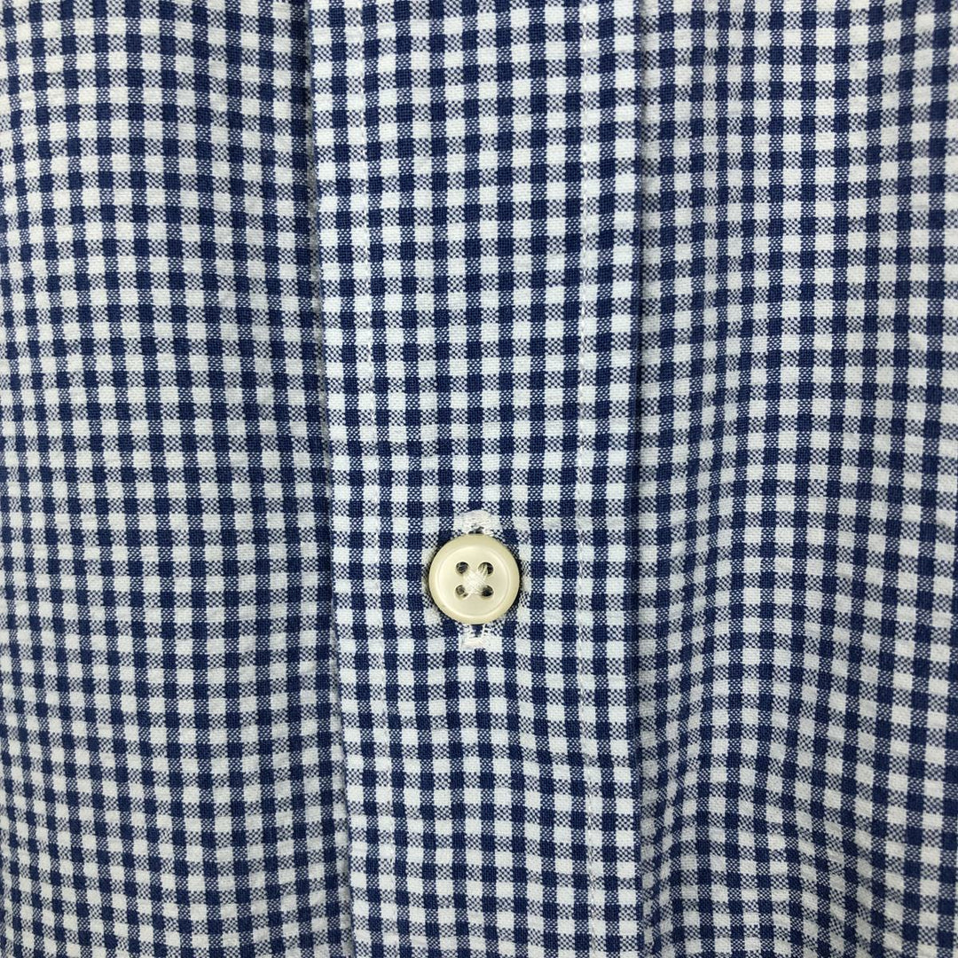 Ralph Lauren BLAKE Gingham Check Seersucker Short-Sleeve Button-Down Check Shirt (Men's Size M) cotton white type Vintage Second Hand