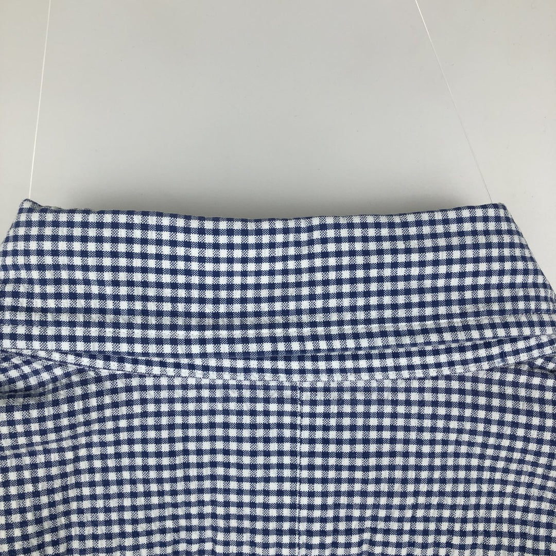 Ralph Lauren BLAKE Gingham Check Seersucker Short-Sleeve Button-Down Check Shirt (Men's Size M) cotton white type Vintage Second Hand