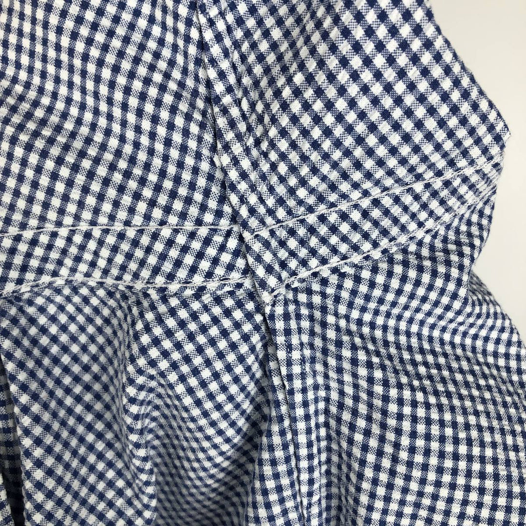 Ralph Lauren BLAKE Gingham Check Seersucker Short-Sleeve Button-Down Check Shirt (Men's Size M) cotton white type Vintage Second Hand