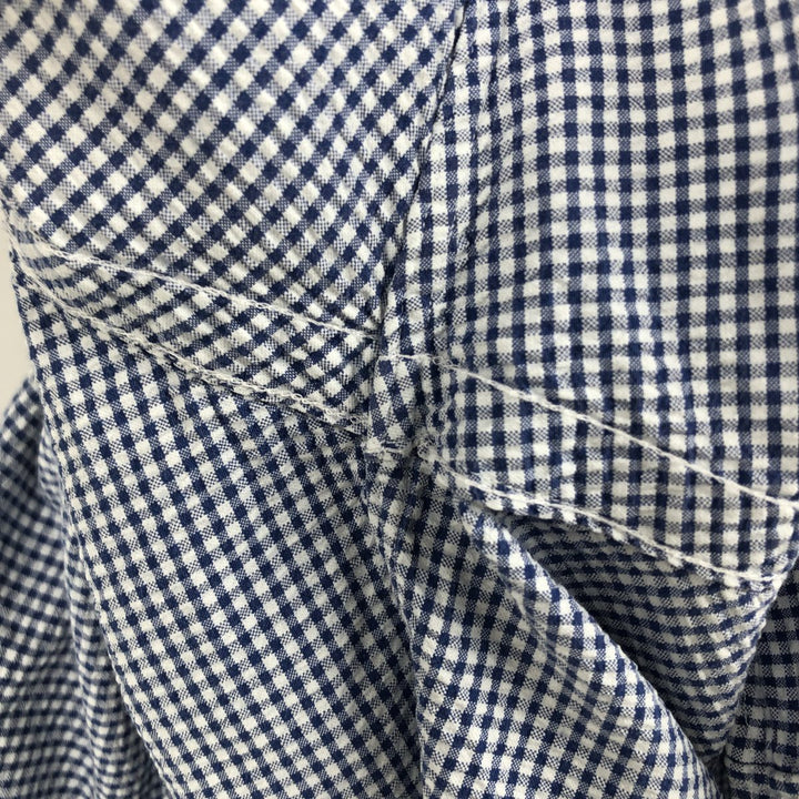 Ralph Lauren BLAKE Gingham Check Seersucker Short-Sleeve Button-Down Check Shirt (Men's Size M) cotton white type Vintage Second Hand