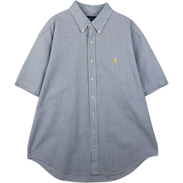 Ralph Lauren CLASSIC FIT Classic Fit Seersucker Short Sleeve Button Down Striped Shirt Men's XL cotton white type Vintage Second Hand