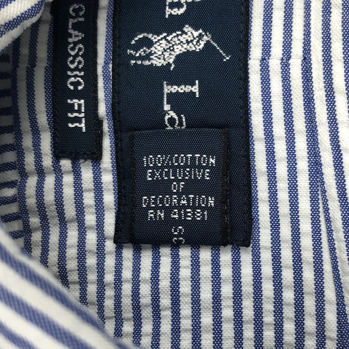 Ralph Lauren CLASSIC FIT Classic Fit Seersucker Short Sleeve Button Down Striped Shirt Men's XL cotton white type Vintage Second Hand