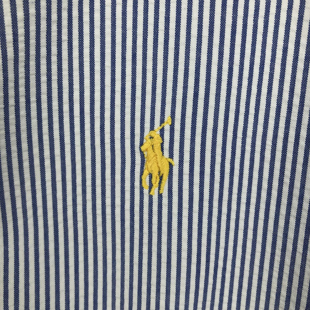 Ralph Lauren CLASSIC FIT Classic Fit Seersucker Short Sleeve Button Down Striped Shirt Men's XL cotton white type Vintage Second Hand