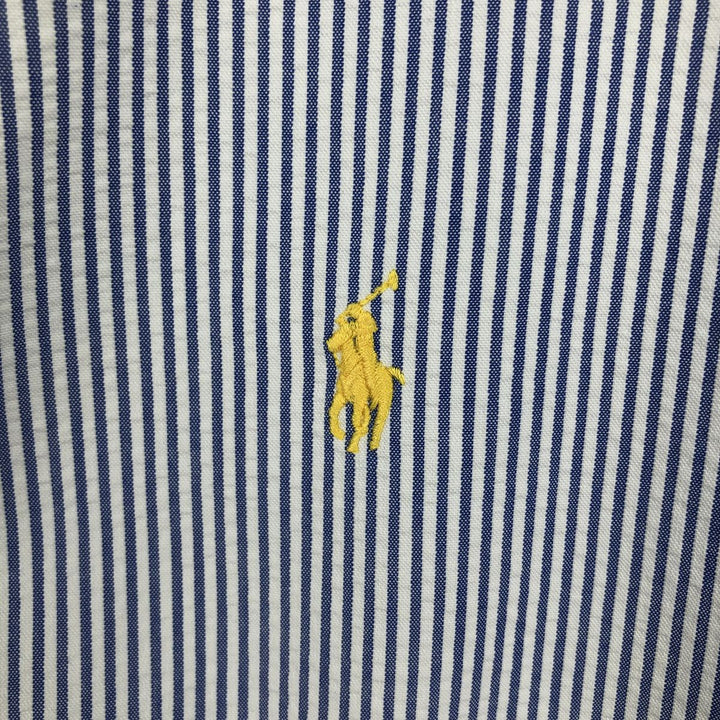 Ralph Lauren CLASSIC FIT Classic Fit Seersucker Short Sleeve Button Down Striped Shirt Men's XL cotton white type Vintage Second Hand