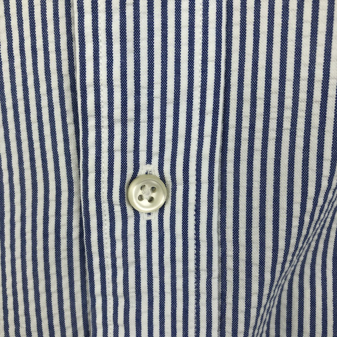 Ralph Lauren CLASSIC FIT Classic Fit Seersucker Short Sleeve Button Down Striped Shirt Men's XL cotton white type Vintage Second Hand