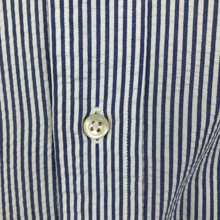 Ralph Lauren CLASSIC FIT Classic Fit Seersucker Short Sleeve Button Down Striped Shirt Men's XL cotton white type Vintage Second Hand