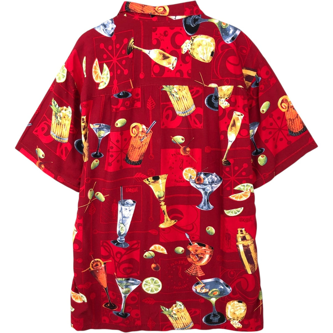 PARADISE FOUND All-over print open-collar Hawaiian Aloha shirt, men's size M equivalent. unclear red type Vintage Second Hand