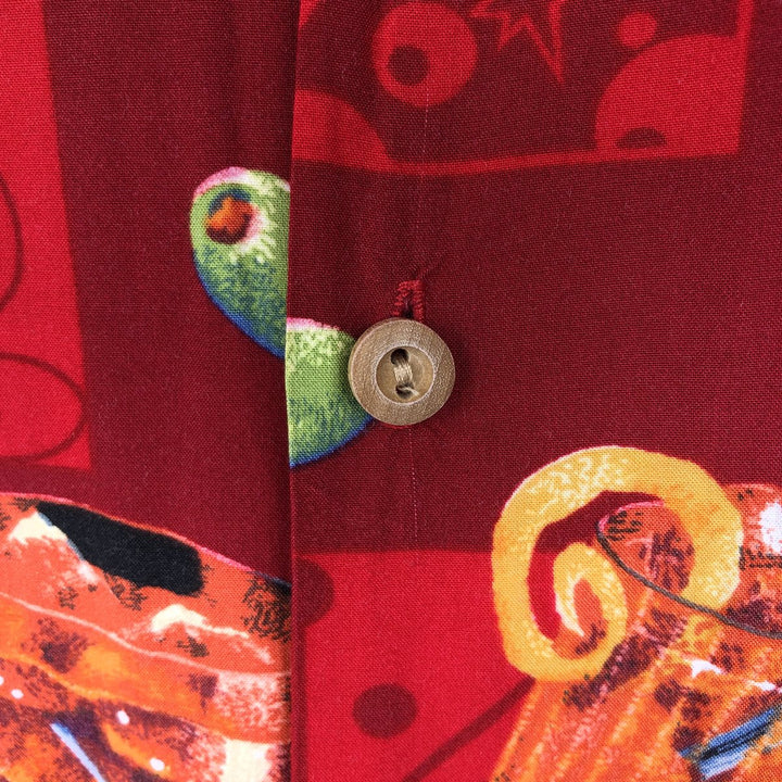 PARADISE FOUND All-over print open-collar Hawaiian Aloha shirt, men's size M equivalent. unclear red type Vintage Second Hand