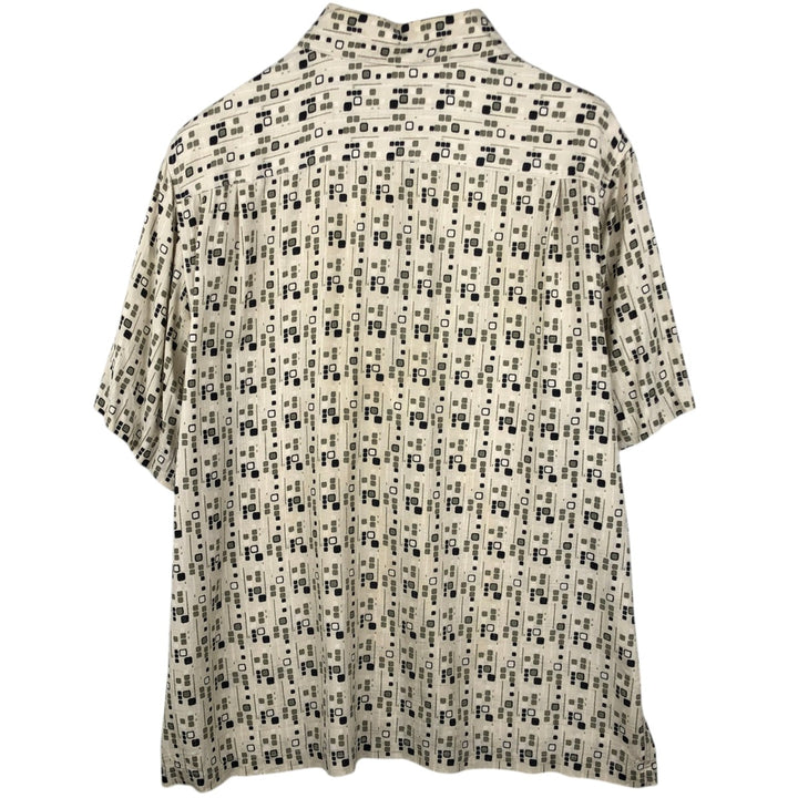 Liz Claiborne All-Over Print Short Sleeve Silk Shirt, Men's Size L silk Beige type Vintage Second Hand
