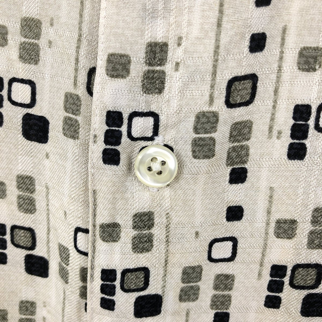 Liz Claiborne All-Over Print Short Sleeve Silk Shirt, Men's Size L silk Beige type Vintage Second Hand