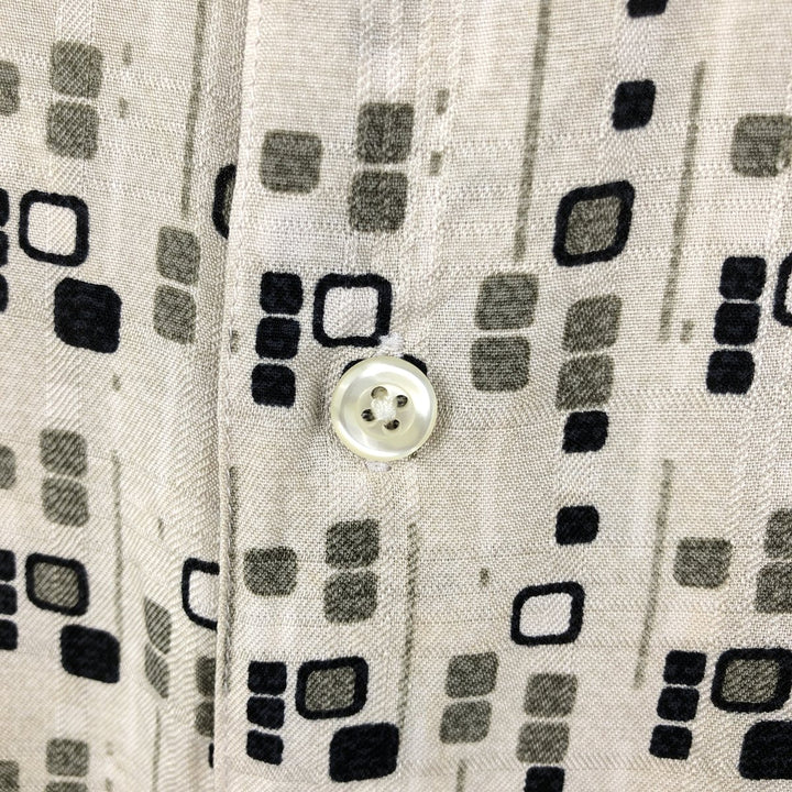 Liz Claiborne All-Over Print Short Sleeve Silk Shirt, Men's Size L silk Beige type Vintage Second Hand