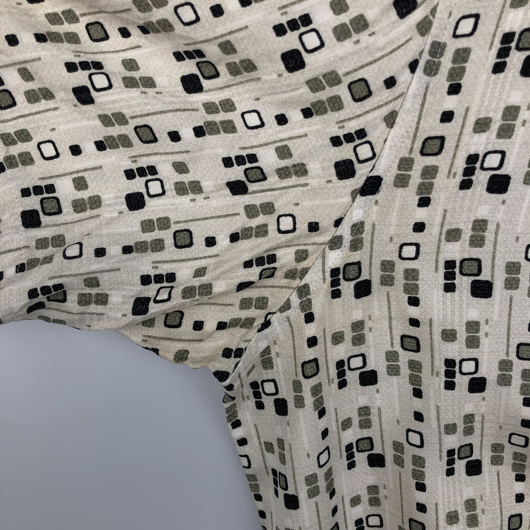 Liz Claiborne All-Over Print Short Sleeve Silk Shirt, Men's Size L silk Beige type Vintage Second Hand