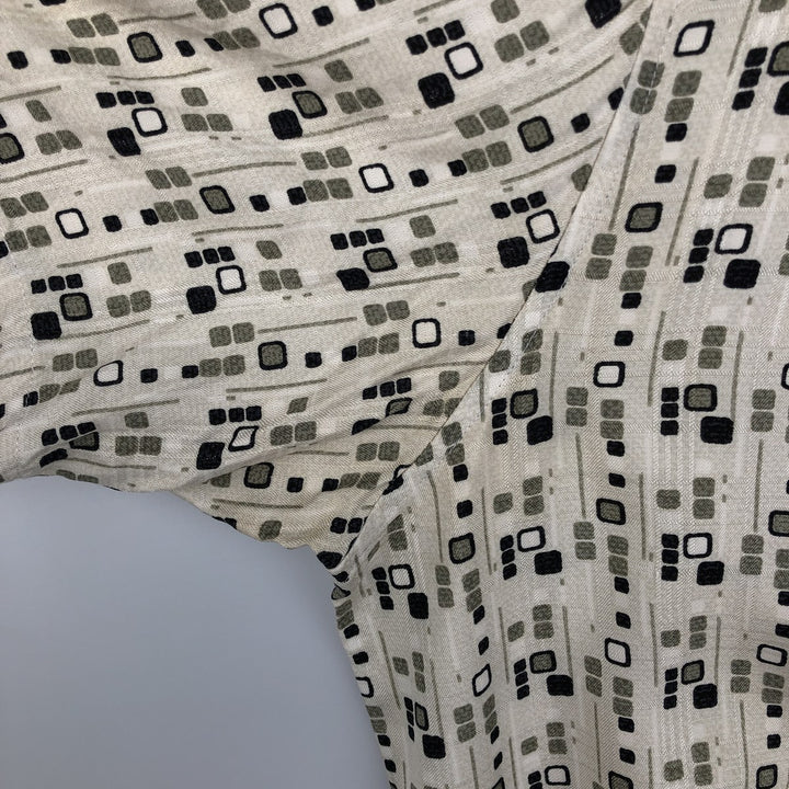 Liz Claiborne All-Over Print Short Sleeve Silk Shirt, Men's Size L silk Beige type Vintage Second Hand