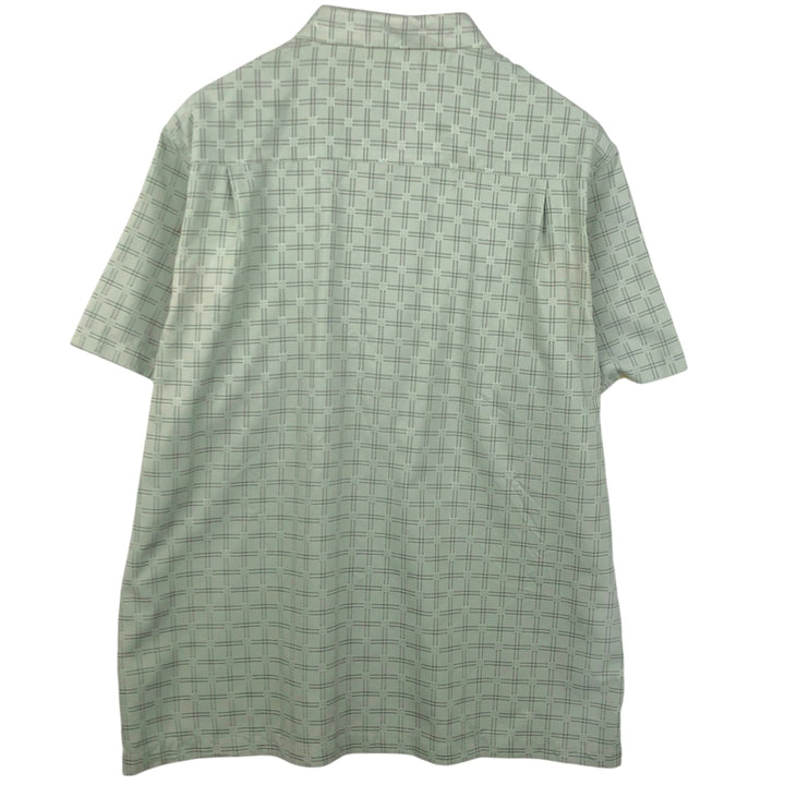 2000'S HAGGAR Check Pattern Short-Sleeve Polyester Shirt, Men's XL (approx.) polyester Mint green Vintage Second Hand