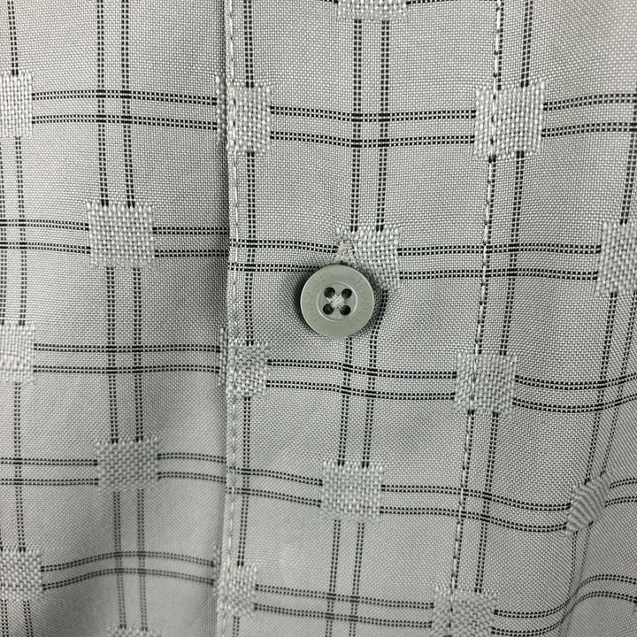 2000'S HAGGAR Check Pattern Short-Sleeve Polyester Shirt, Men's XL (approx.) polyester Mint green Vintage Second Hand