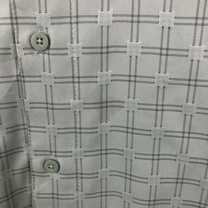 2000'S HAGGAR Check Pattern Short-Sleeve Polyester Shirt, Men's XL (approx.) polyester Mint green Vintage Second Hand