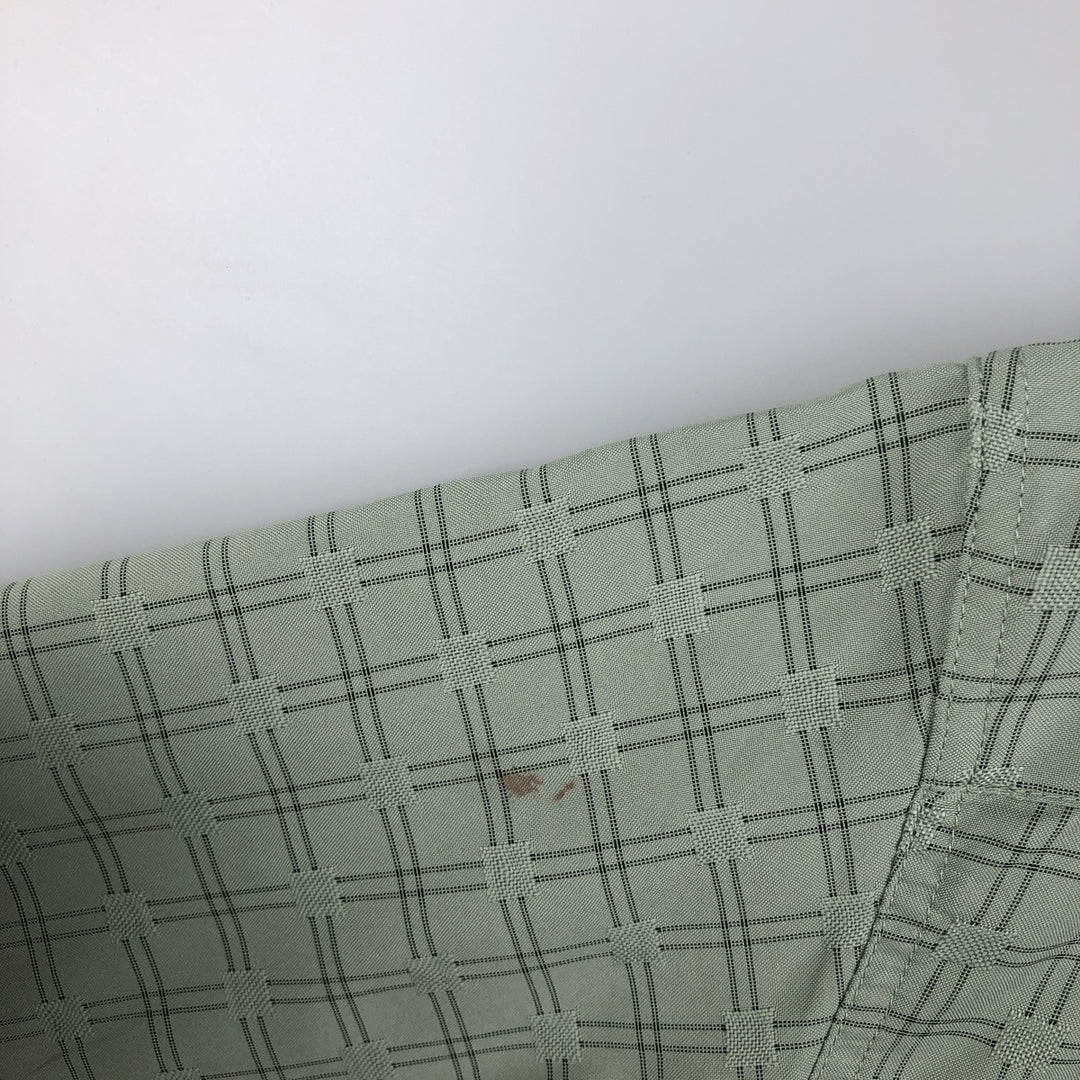 2000'S HAGGAR Check Pattern Short-Sleeve Polyester Shirt, Men's XL (approx.) polyester Mint green Vintage Second Hand