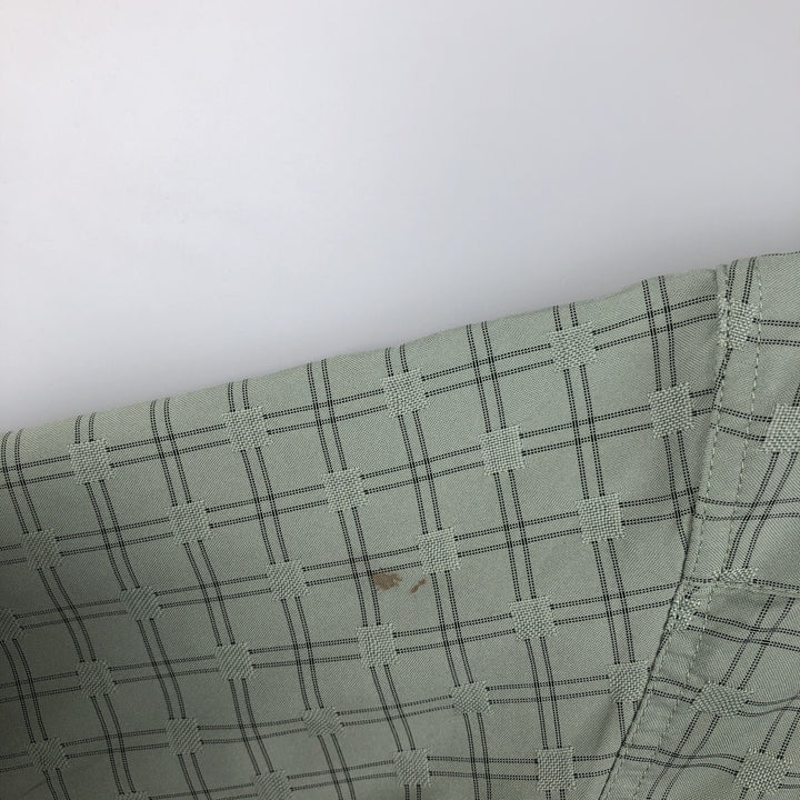 2000'S HAGGAR Check Pattern Short-Sleeve Polyester Shirt, Men's XL (approx.) polyester Mint green Vintage Second Hand
