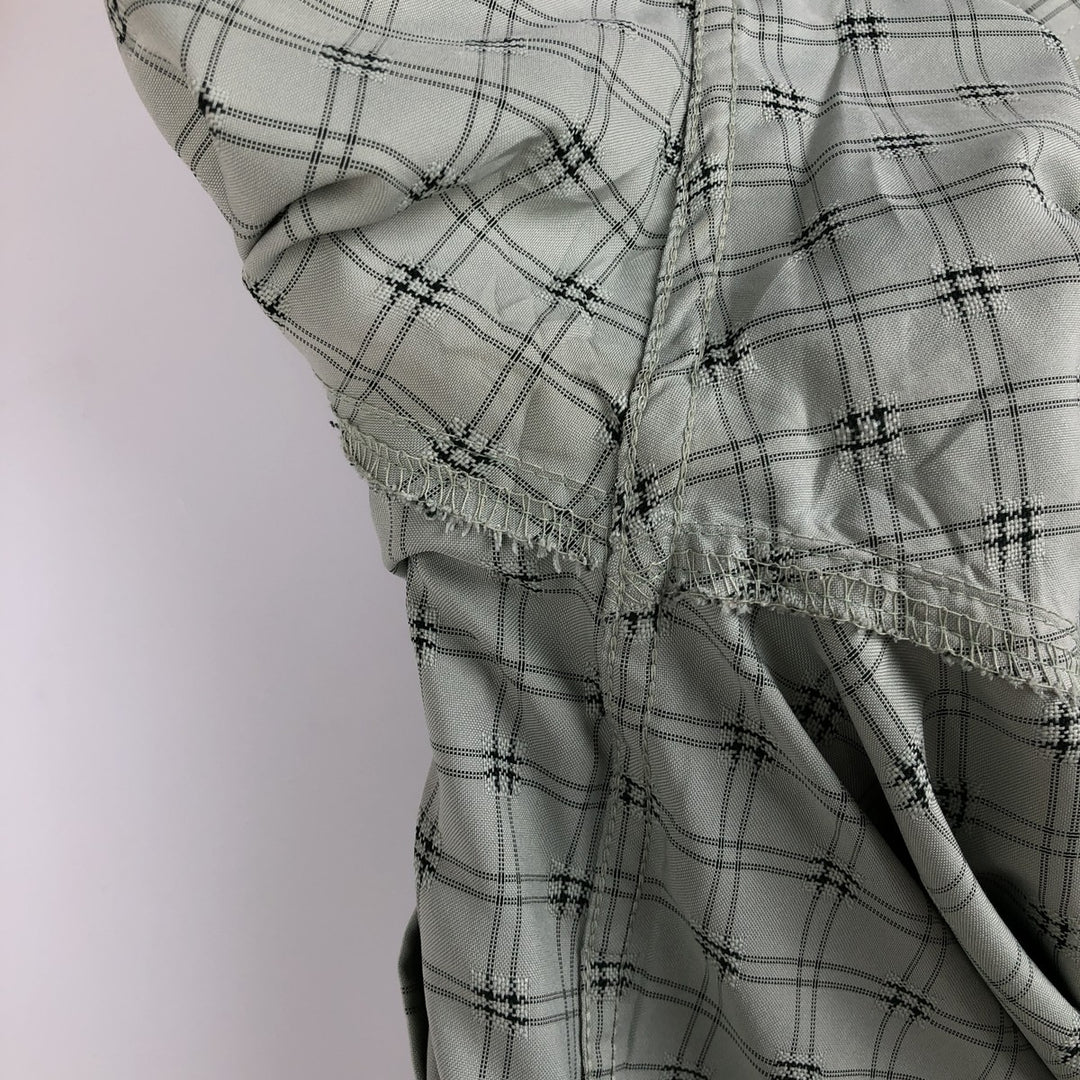 2000'S HAGGAR Check Pattern Short-Sleeve Polyester Shirt, Men's XL (approx.) polyester Mint green Vintage Second Hand