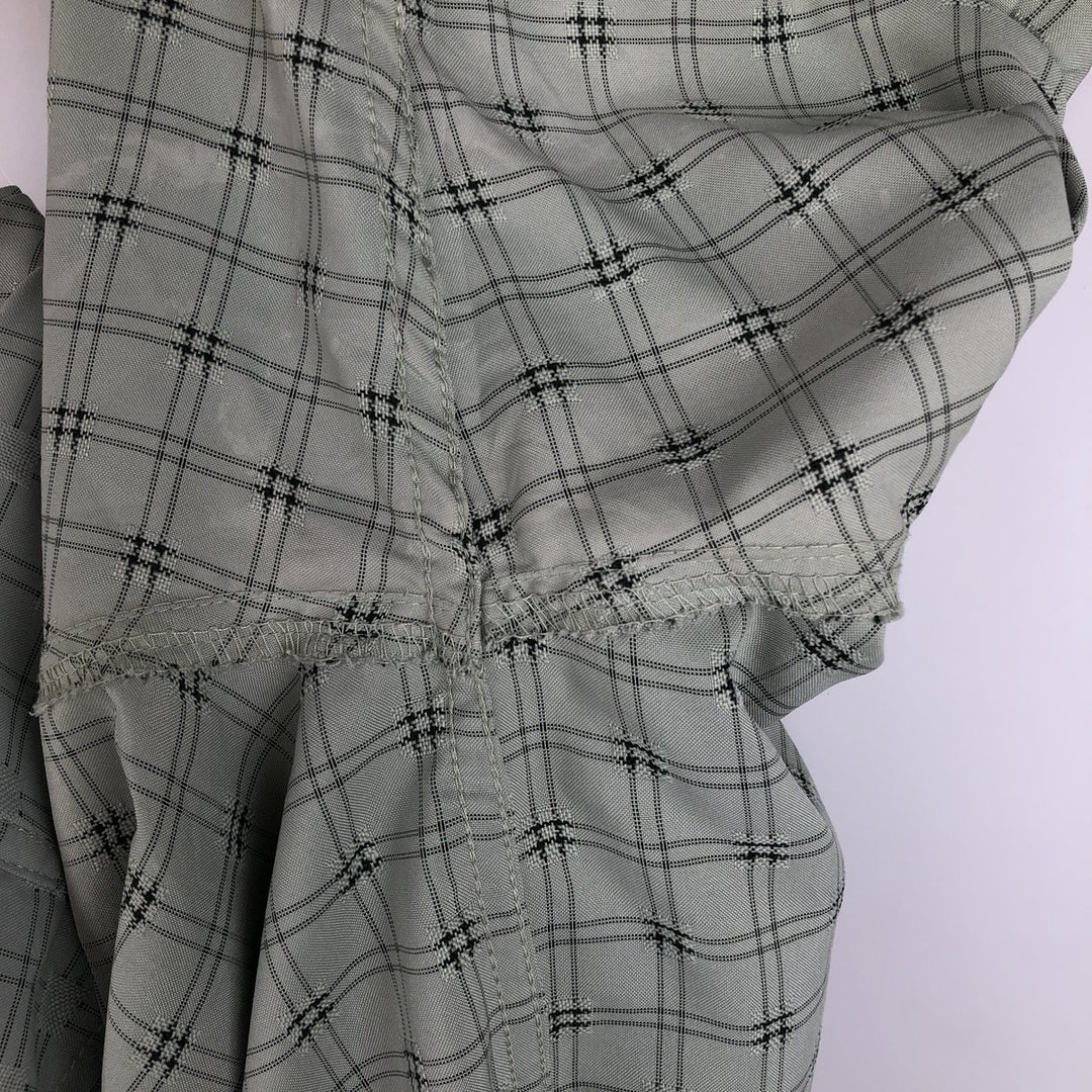 2000'S HAGGAR Check Pattern Short-Sleeve Polyester Shirt, Men's XL (approx.) polyester Mint green Vintage Second Hand