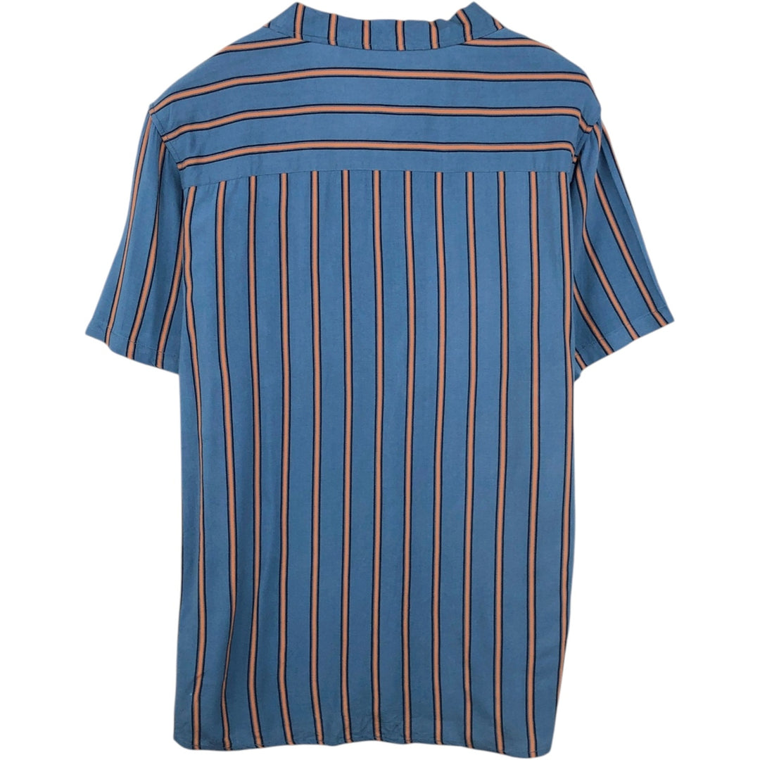 Re-Mastered Stripe Pattern Box Shirt, Short Sleeve, Open Collar, Viscose Shirt, Men's Size L (approx.) Viscose blue type Vintage Second Hand