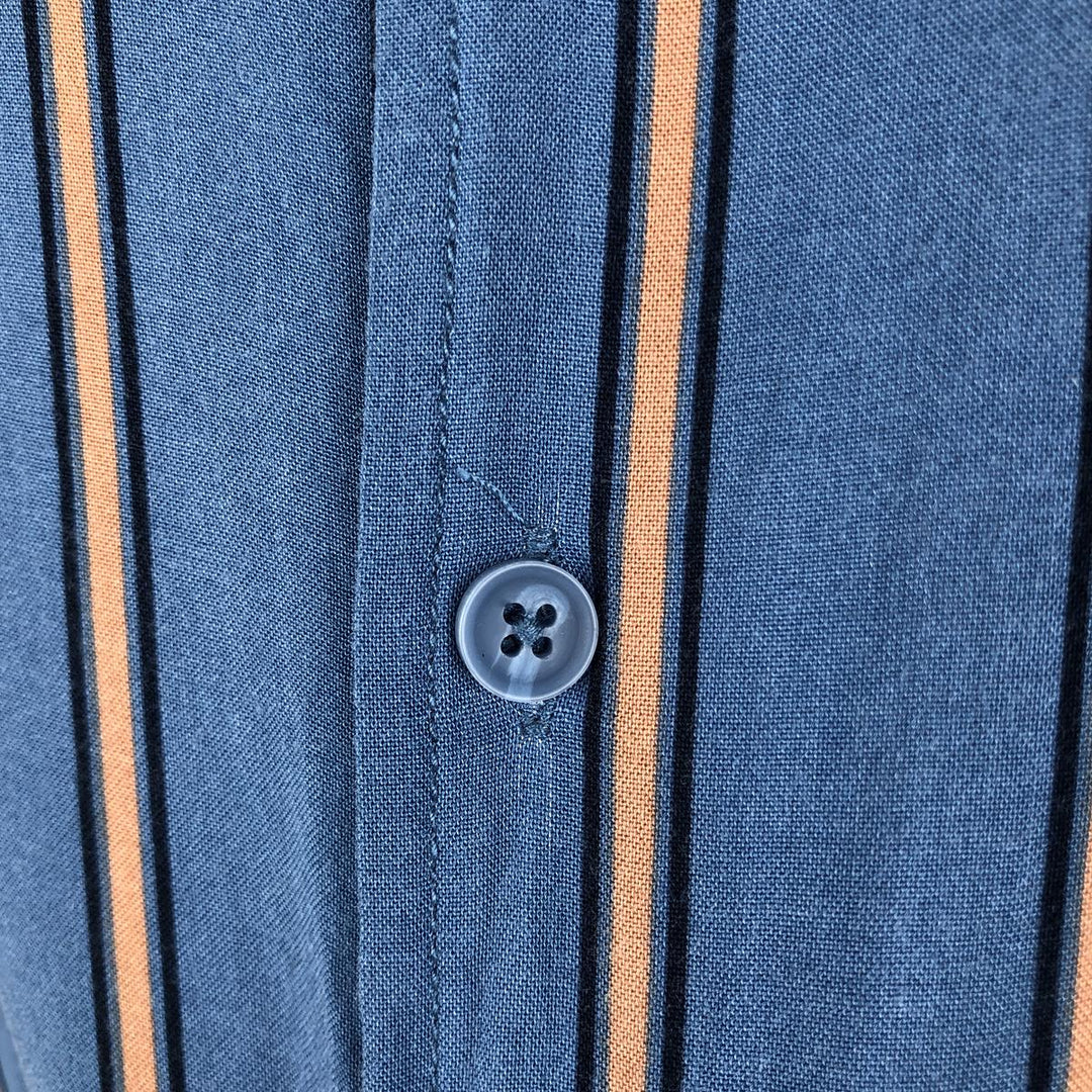 Re-Mastered Stripe Pattern Box Shirt, Short Sleeve, Open Collar, Viscose Shirt, Men's Size L (approx.) Viscose blue type Vintage Second Hand
