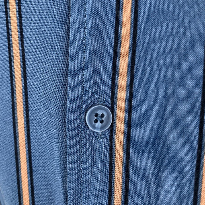 Re-Mastered Stripe Pattern Box Shirt, Short Sleeve, Open Collar, Viscose Shirt, Men's Size L (approx.) Viscose blue type Vintage Second Hand