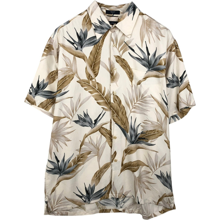2000'S Nautica all-over print short-sleeved silk shirt, men's size L (approx.) silk unbleached Vintage Second Hand