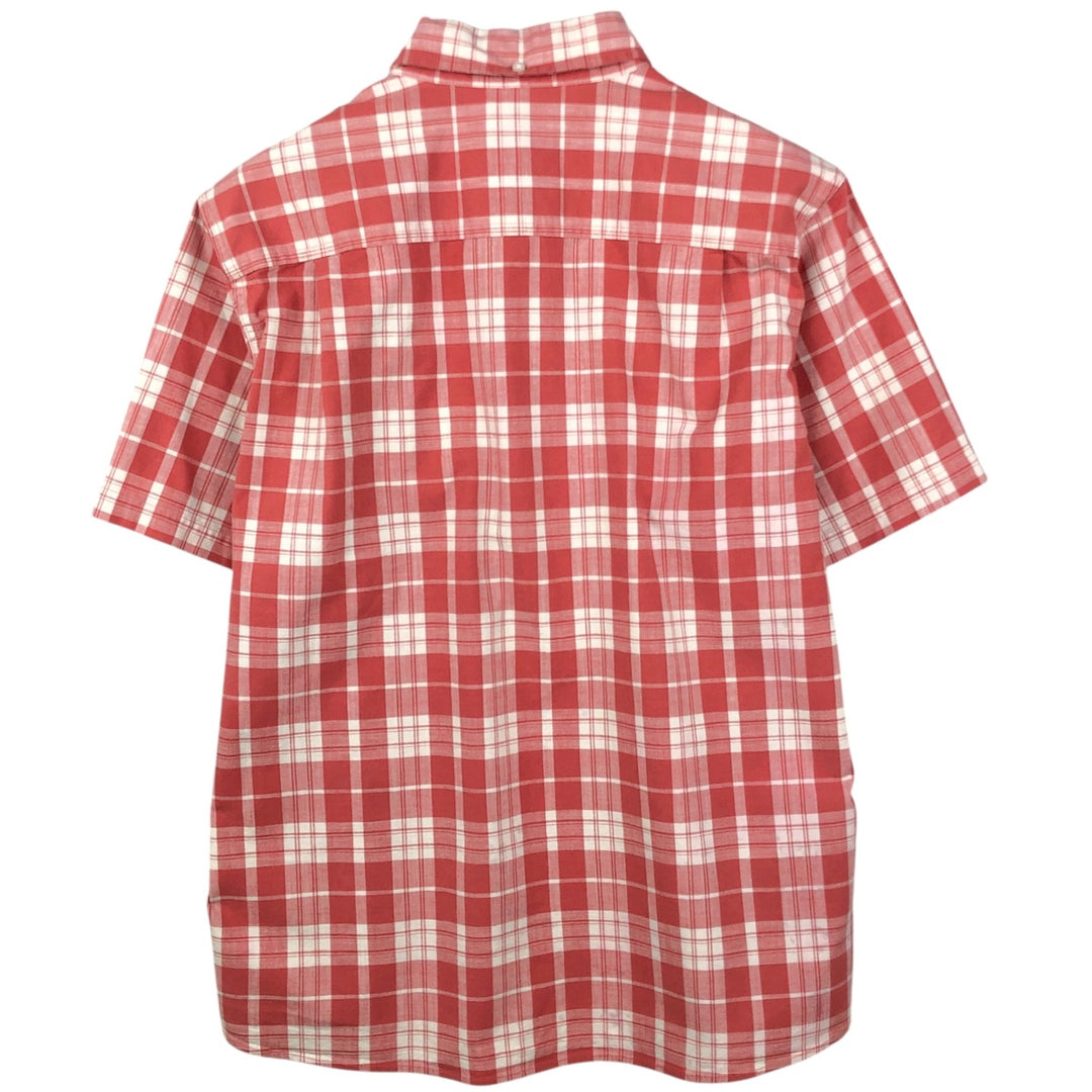 90s-00'S LLBean Short-Sleeve Button-Down Check Shirt, Men's Size M (Equivalent), Vintage cotton pink type Vintage Second Hand
