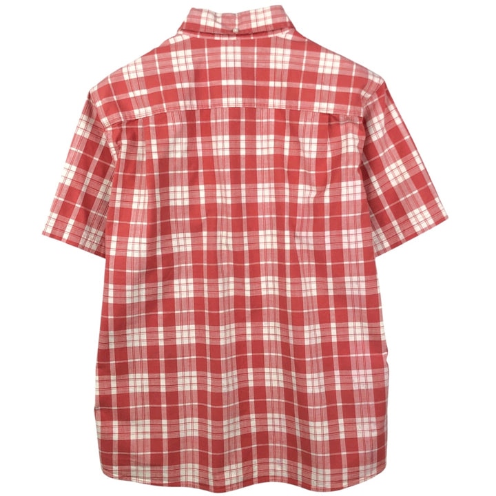 90s-00'S LLBean Short-Sleeve Button-Down Check Shirt, Men's Size M (Equivalent), Vintage cotton pink type Vintage Second Hand