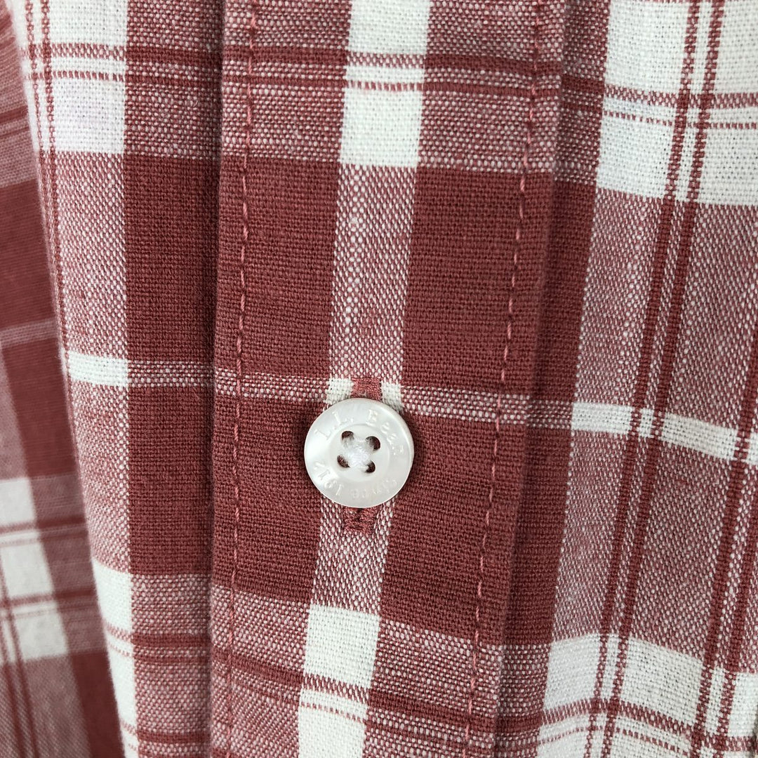 90s-00'S LLBean Short-Sleeve Button-Down Check Shirt, Men's Size M (Equivalent), Vintage cotton pink type Vintage Second Hand
