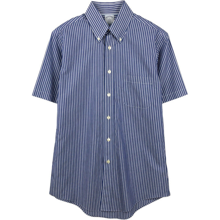 Brooks Brothers 1818 Short-Sleeve Button-Down Striped Shirt, Men's Size S (approx.) cotton blue type Vintage Second Hand