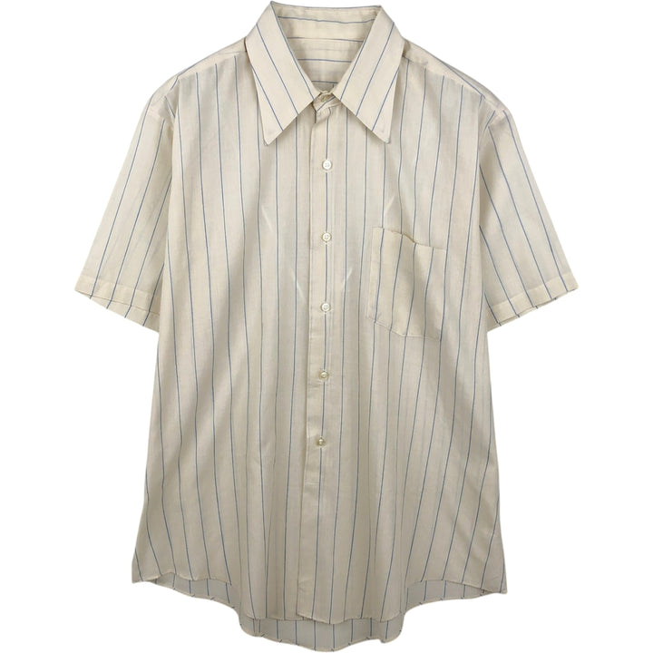 1970'S UNKNOWN Short-Sleeve Striped Shirt, Men's Size L (Equivalent), Vintage unclear ivory Vintage Second Hand