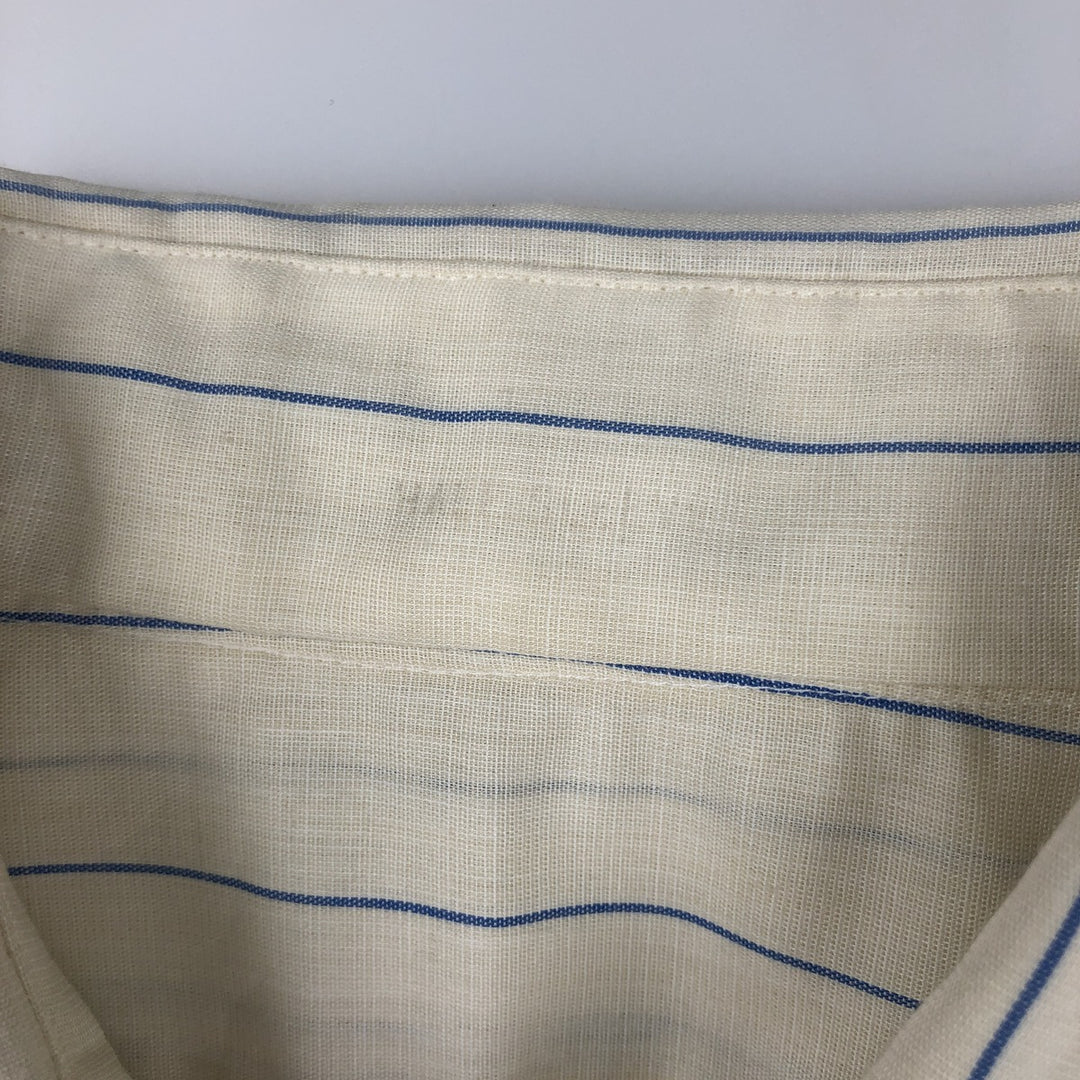 1970'S UNKNOWN Short-Sleeve Striped Shirt, Men's Size L (Equivalent), Vintage unclear ivory Vintage Second Hand