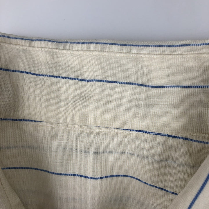 1970'S UNKNOWN Short-Sleeve Striped Shirt, Men's Size L (Equivalent), Vintage unclear ivory Vintage Second Hand