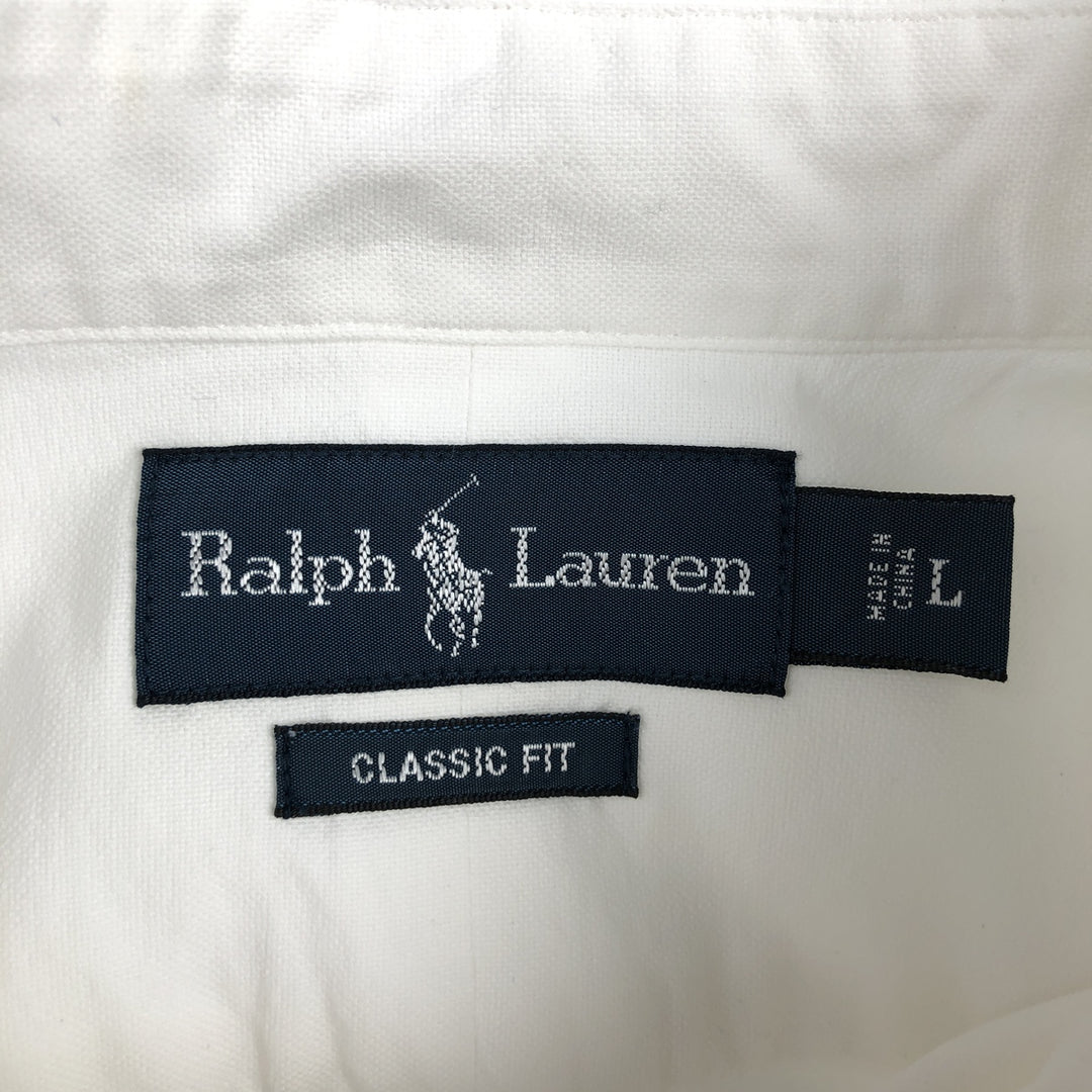 Ralph Lauren Classic Fit short sleeve button down shirt, men's size L cotton white type Vintage Second Hand