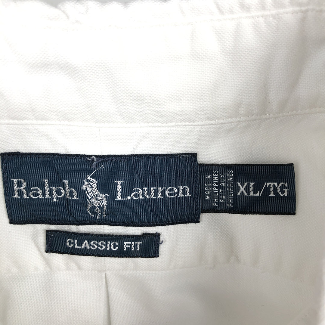 Ralph Lauren Classic Fit short sleeve button down shirt, men's size XL cotton white type Vintage Second Hand