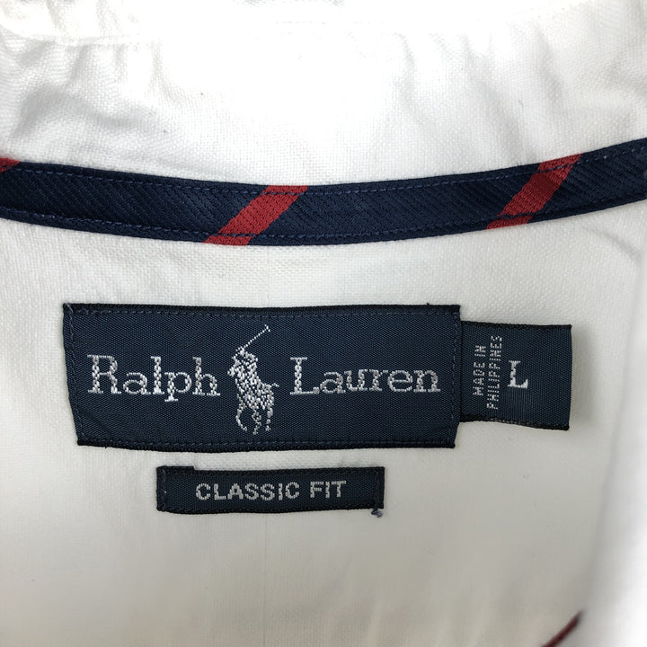 Ralph Lauren Classic Fit short sleeve button down shirt, men's size L cotton white type Vintage Second Hand