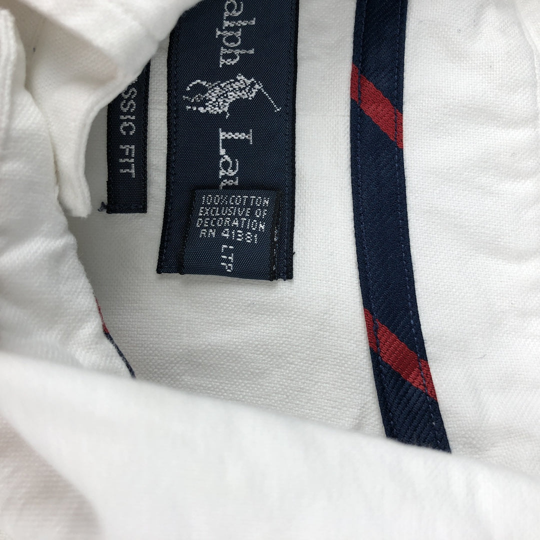 Ralph Lauren Classic Fit short sleeve button down shirt, men's size L cotton white type Vintage Second Hand