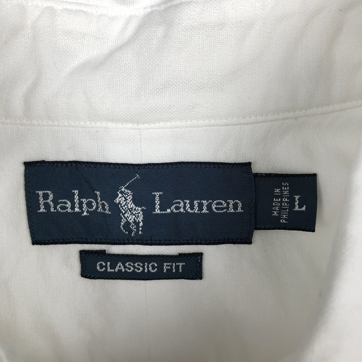 Ralph Lauren Classic Fit short sleeve button down shirt, men's size L cotton white type Vintage Second Hand