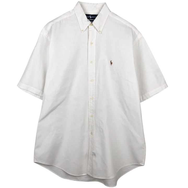 Ralph Lauren short sleeve button down shirt, men's size L cotton white type Vintage Second Hand