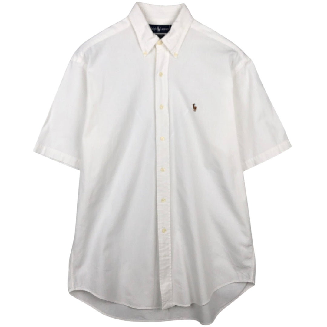 Ralph Lauren BLAIRE short sleeve button down shirt, men's size M cotton white type Vintage Second Hand