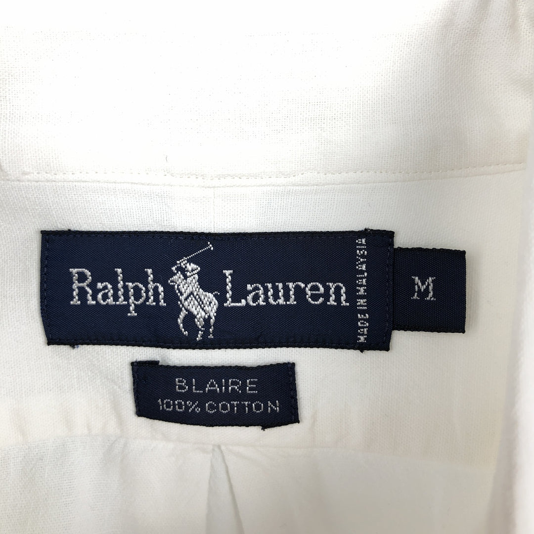 Ralph Lauren BLAIRE short sleeve button down shirt, men's size M cotton white type Vintage Second Hand