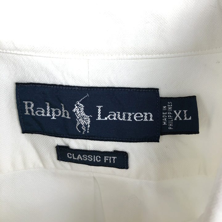 Ralph Lauren Classic Fit short sleeve button down shirt, men's size XL cotton white type Vintage Second Hand