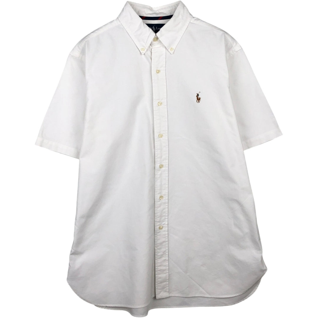 Ralph Lauren Classic Fit short sleeve button down shirt, men's size L cotton white type Vintage Second Hand