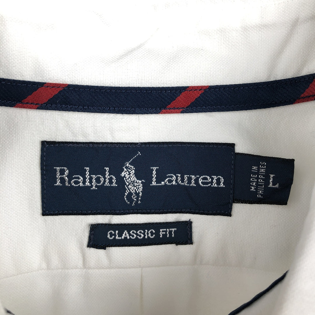 Ralph Lauren Classic Fit short sleeve button down shirt, men's size L cotton white type Vintage Second Hand