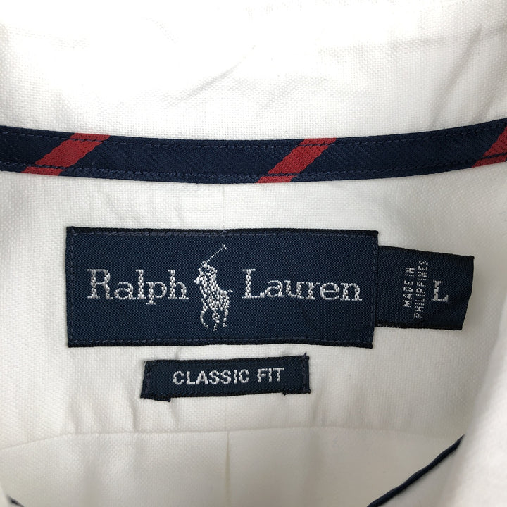 Ralph Lauren Classic Fit short sleeve button down shirt, men's size L cotton white type Vintage Second Hand